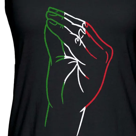 Funny Italian Hand Gesture Italian Flag Italy Italia Ladies Essential Flowy Tank