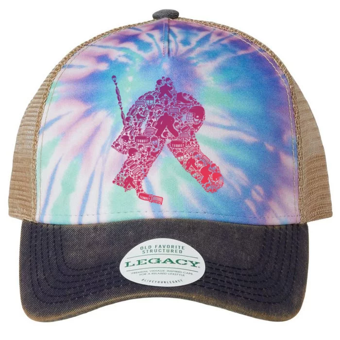 Funny Ice Hockey Goalie Hockey Player Legacy Tie Dye Trucker Hat