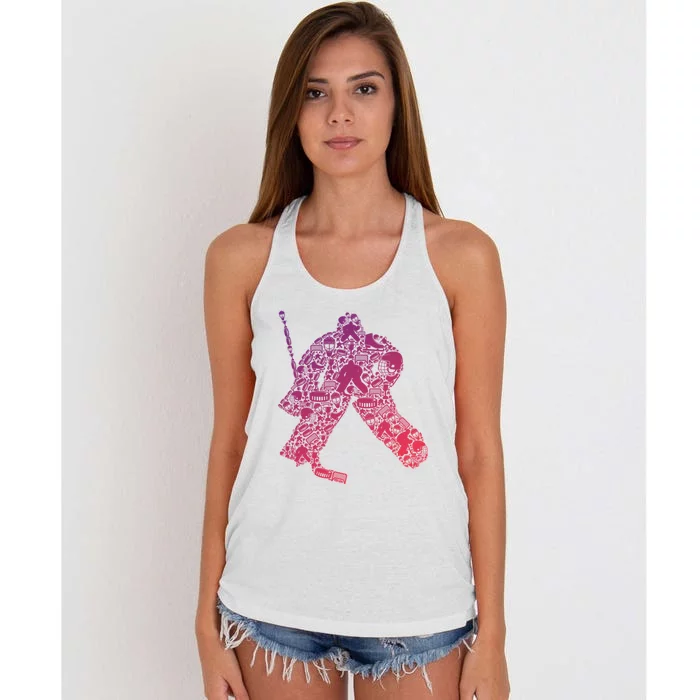 Funny Ice Hockey Goalie Hockey Player Women's Knotted Racerback Tank