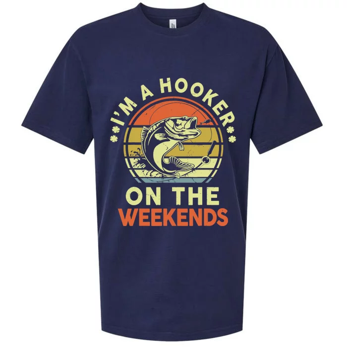 Fishing-Shirt I'm Hooker On Weekend Fish Pole Funny Bass Dad Sueded Cloud Jersey T-Shirt