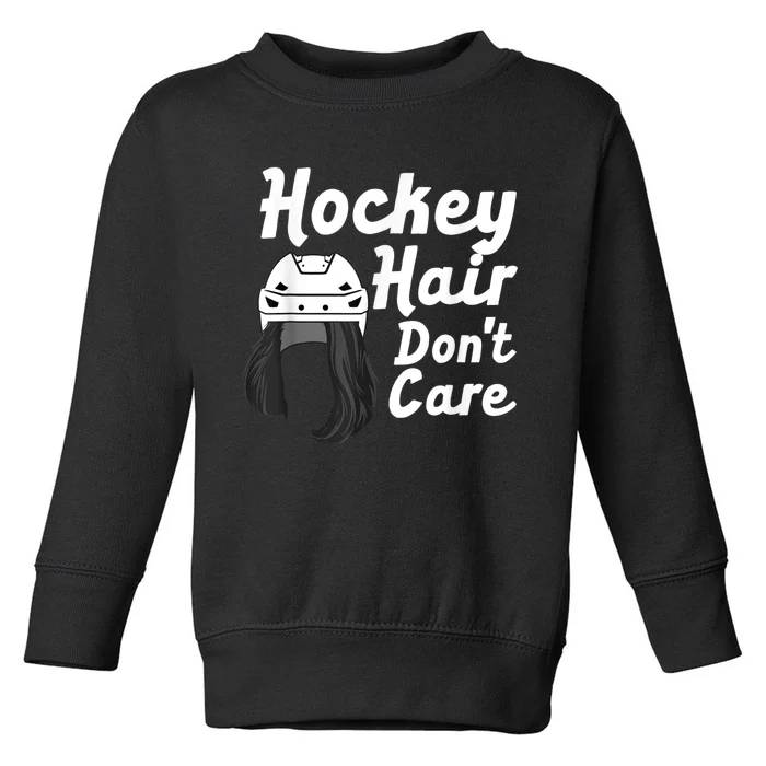 Funny Ice Hockey For Women Girls Field Hockey Helmet Hair Toddler Sweatshirt