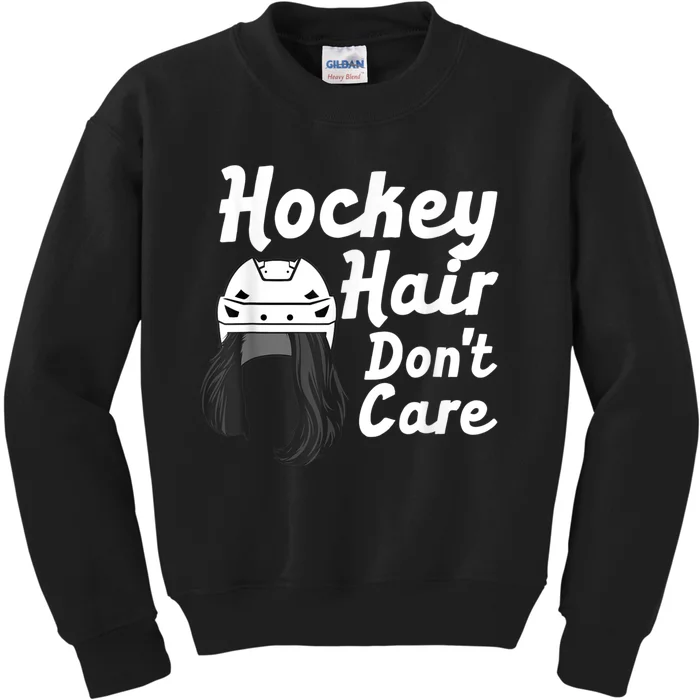 Funny Ice Hockey For Women Girls Field Hockey Helmet Hair Kids Sweatshirt