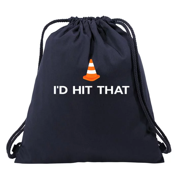 Funny I'd Hit That Traffic Cone Pun Drawstring Bag