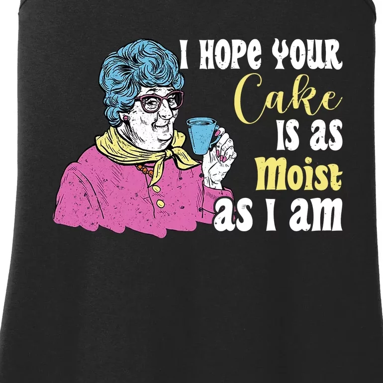 Funny I Hope Your Cake Is As Moist As I Am Ladies Essential Tank