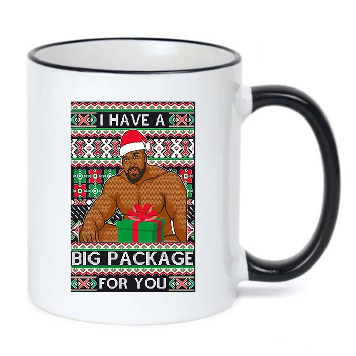 Funny I Have A Big Package For You Ugly Christmas Sweater Black Color Changing Mug