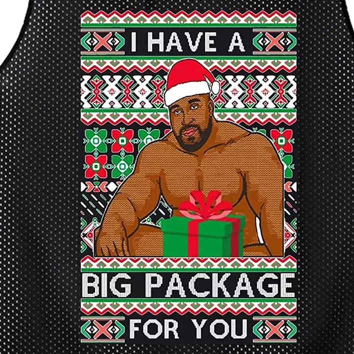 Funny I Have A Big Package For You Ugly Christmas Sweater Mesh Reversible Basketball Jersey Tank