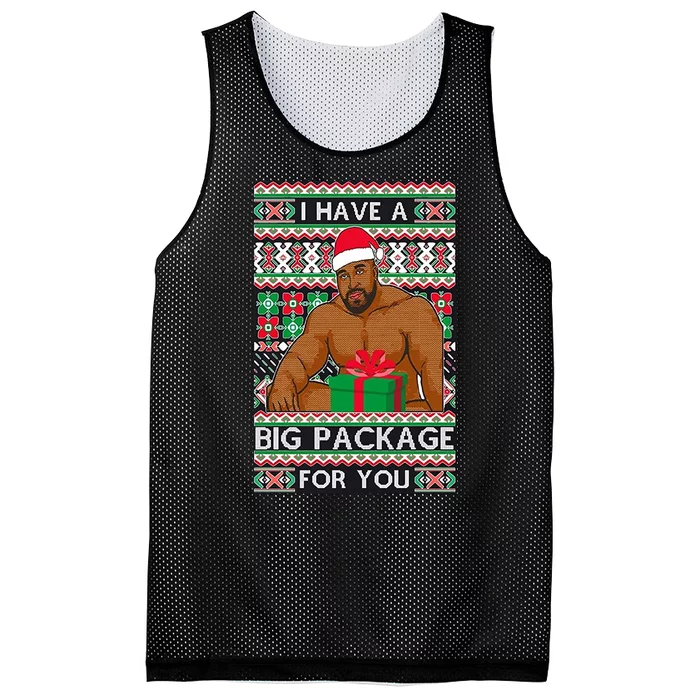 Funny I Have A Big Package For You Ugly Christmas Sweater Mesh Reversible Basketball Jersey Tank