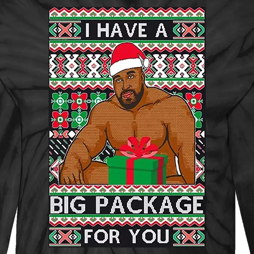 Funny I Have A Big Package For You Ugly Christmas Sweater Tie-Dye Long Sleeve Shirt