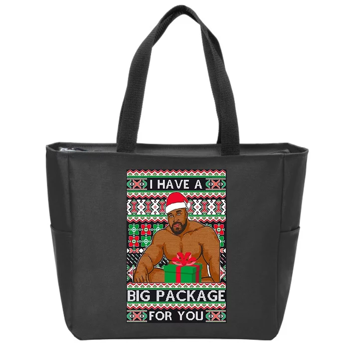 Funny I Have A Big Package For You Ugly Christmas Sweater Zip Tote Bag