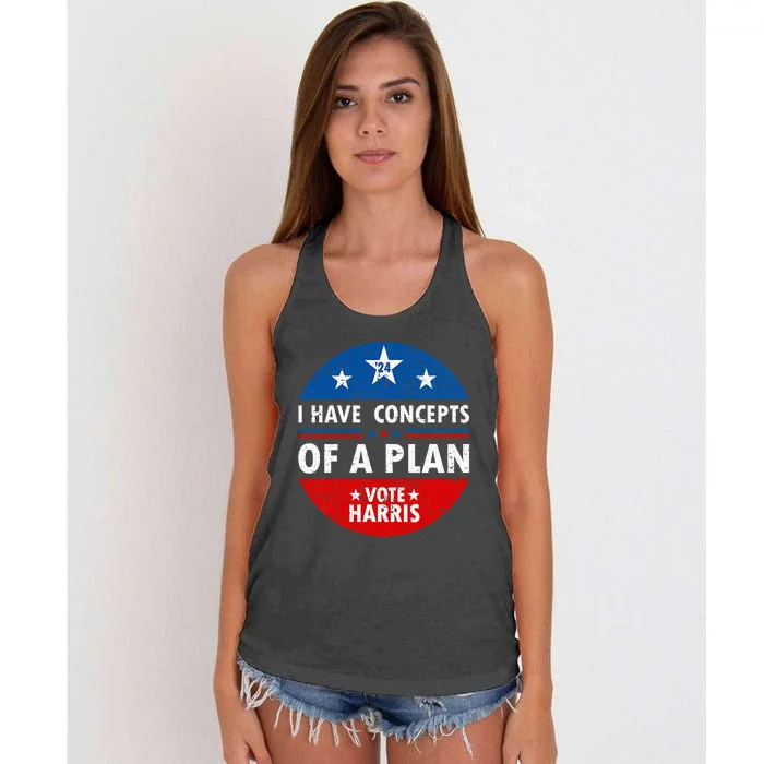 Funny I Have Concepts Of A Plan Harris Walz Waltz 2024 Usa Women's Knotted Racerback Tank