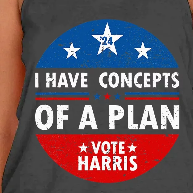 Funny I Have Concepts Of A Plan Harris Walz Waltz 2024 Usa Women's Knotted Racerback Tank