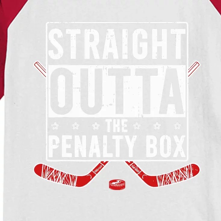 Funny Ice Hockey Straight Outta The Penalty Box Hockey Lover Kids Colorblock Raglan Jersey