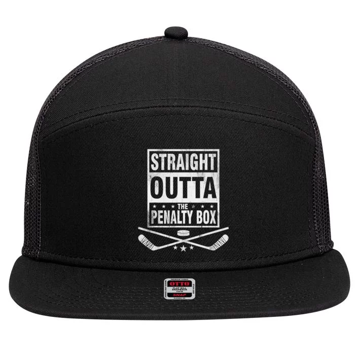 Funny Ice Hockey Straight Outta The Penalty Box Hockey Lover 7 Panel Mesh Trucker Snapback Hat