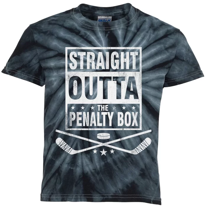 Funny Ice Hockey Straight Outta The Penalty Box Hockey Lover Kids Tie-Dye T-Shirt