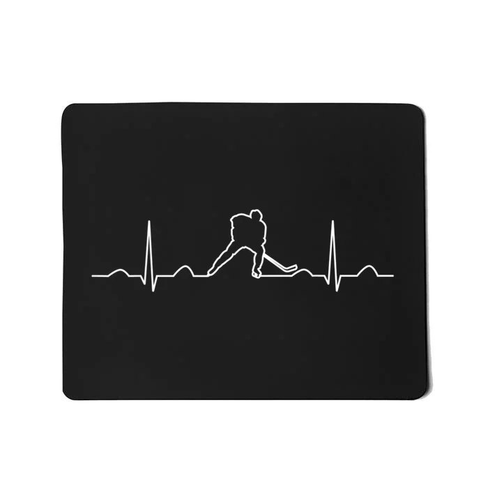 Funny Ice Hockey Player Heartbeat Apparel Fan Men Boy Mousepad