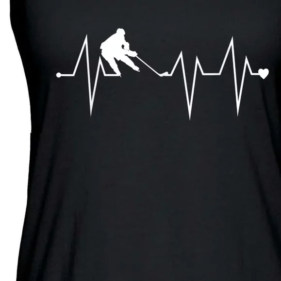 Funny Ice Hockey Player Heartbeat Heart Ladies Essential Flowy Tank