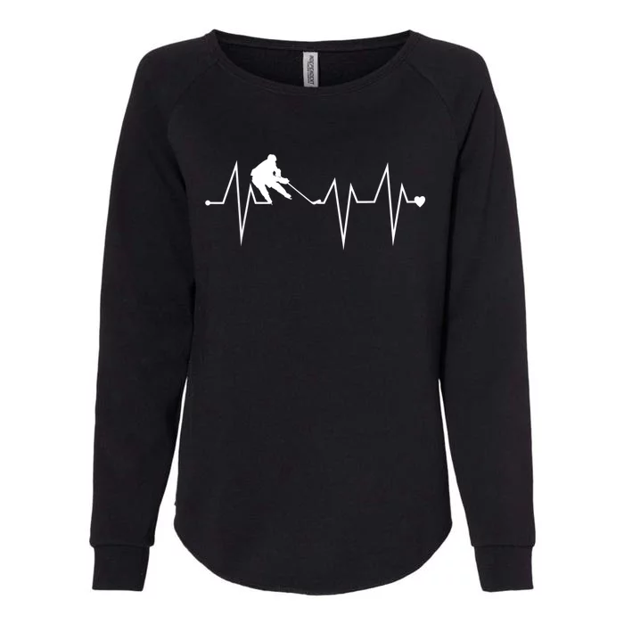 Funny Ice Hockey Player Heartbeat Heart Womens California Wash Sweatshirt