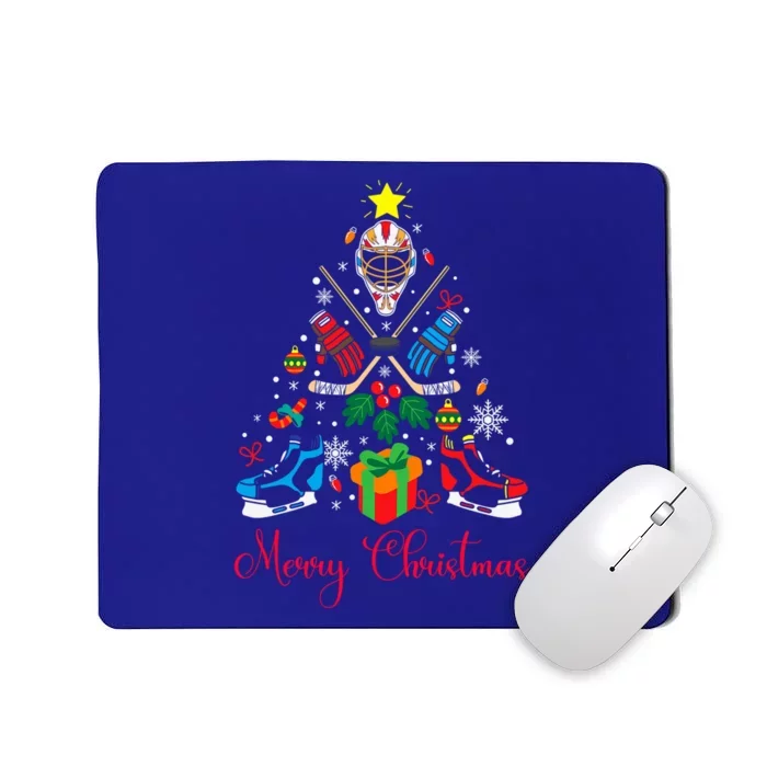 Funny Ice Hockey Christmas Tree Light Merry Christmas Gift Mousepad