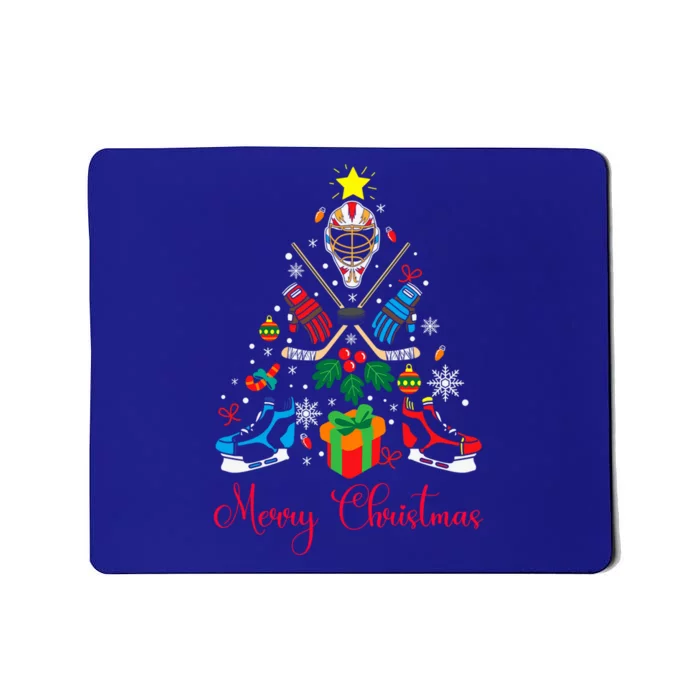 Funny Ice Hockey Christmas Tree Light Merry Christmas Gift Mousepad