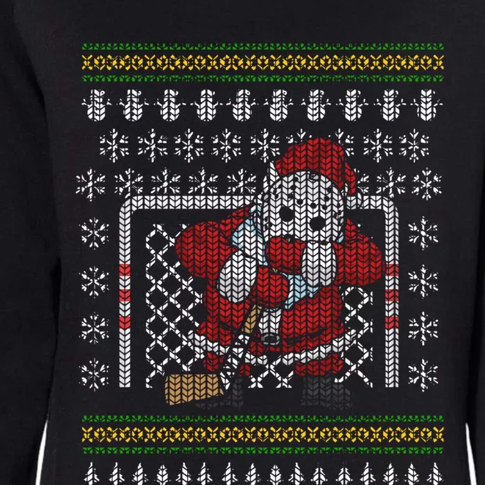 Funny Ice Hockey Ugly Christmas Sweater Santa Goalie Hockey Gift Womens California Wash Sweatshirt