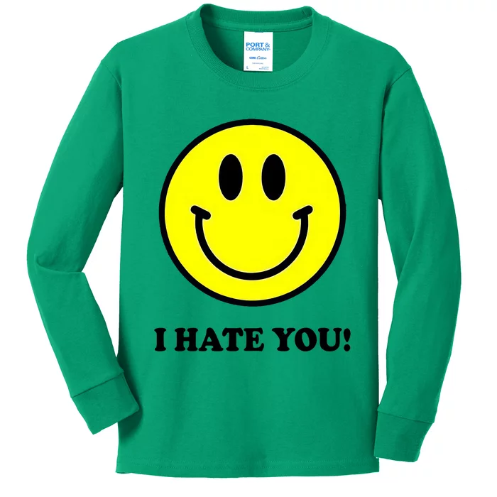 Funny I Hate You Emoji Shirt I Hate U Shirt I Hate U Emoji Kids Long Sleeve Shirt