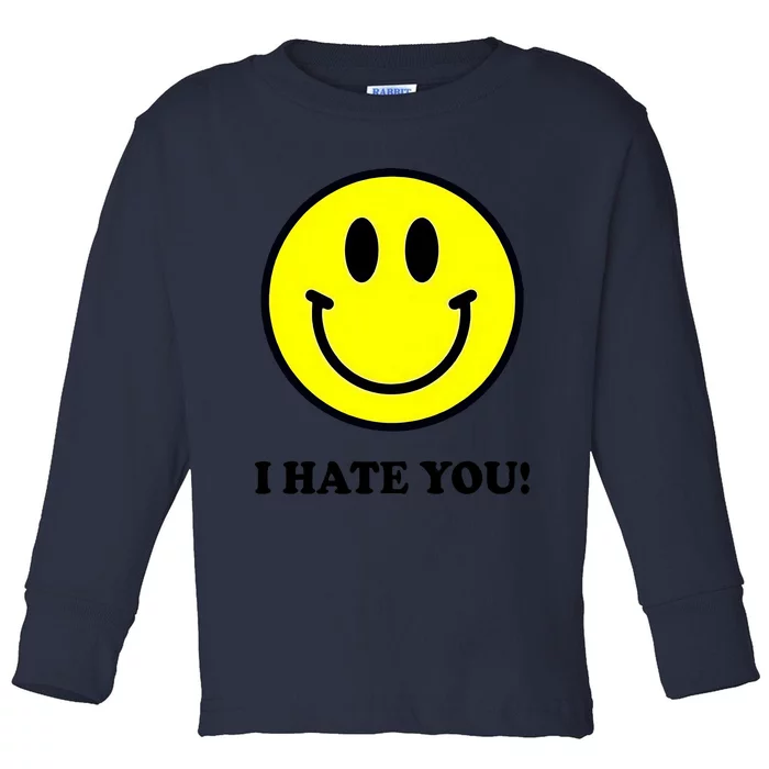 Funny I Hate You Emoji Shirt I Hate U Shirt I Hate U Emoji Toddler Long Sleeve Shirt