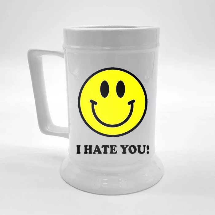 Funny I Hate You Emoji Shirt I Hate U Shirt I Hate U Emoji Front & Back Beer Stein