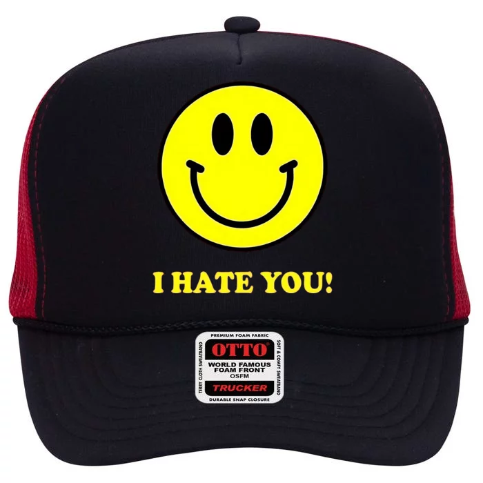 Funny I Hate You Emoji Shirt I Hate U Shirt I Hate U Emoji High Crown Mesh Trucker Hat