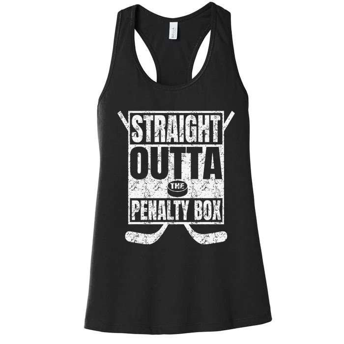 Funny Ice Hockey Straight Outta The Penalty Box Hockey Lover Women's Racerback Tank