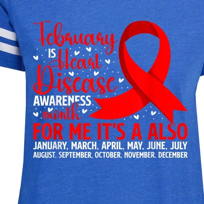 February Is Heart Disease Awareness Month Heart Disease Enza Ladies Jersey Football T-Shirt