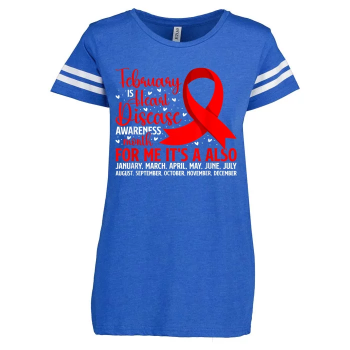 February Is Heart Disease Awareness Month Heart Disease Enza Ladies Jersey Football T-Shirt