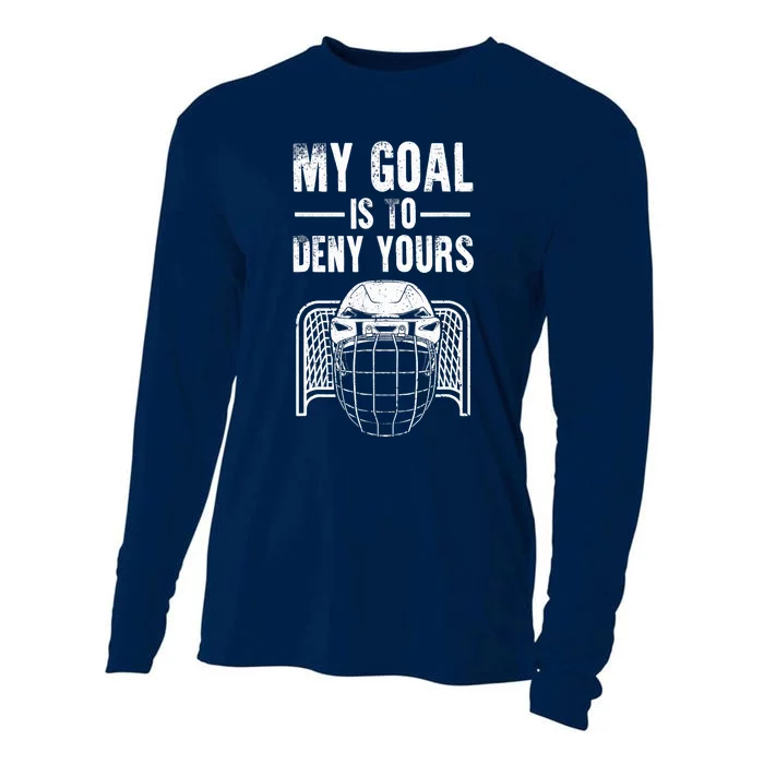 Funny Ice Hockey Goalie Design Hockey Player Cooling Performance Long Sleeve Crew