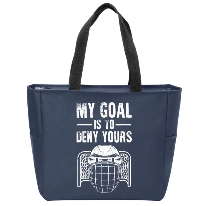 Funny Ice Hockey Goalie Design Hockey Player Zip Tote Bag