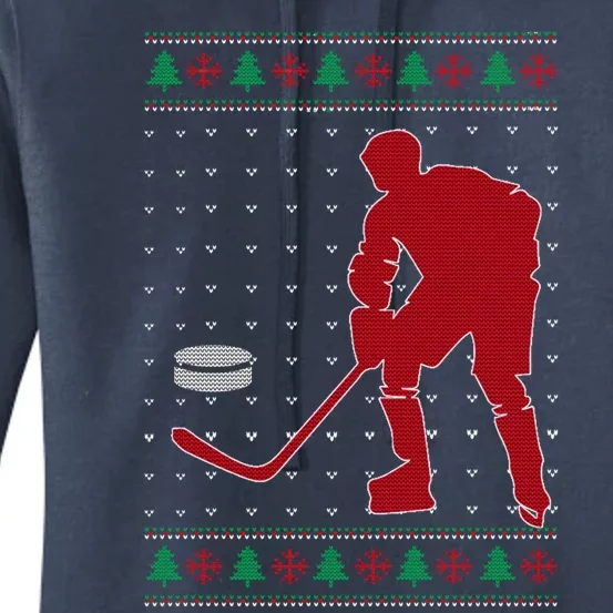 Funny Ice Hockey Christmas Pajama Hockey Player Xmas Holiday Gift Women's Pullover Hoodie