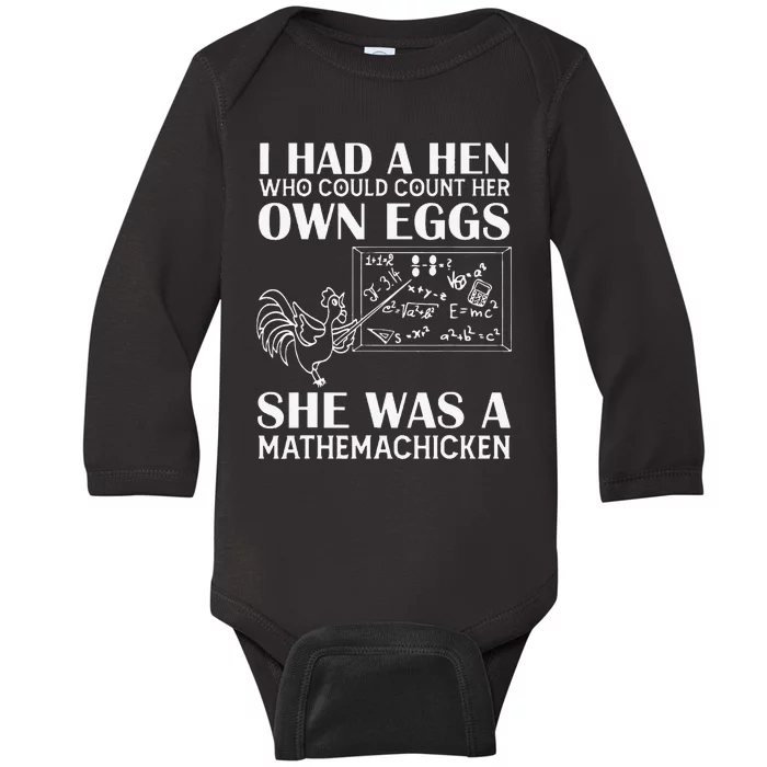 Funny I Had A Hen Who Could Count Her Own Eggs Funny Chicken Lover Baby Long Sleeve Bodysuit