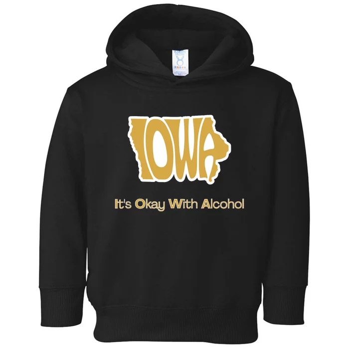 Funny Iowa Its Okay With Alcohol Iowa Joke Gift Toddler Hoodie