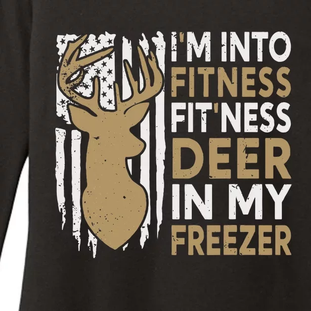 Funny I'm Into Fitness Fit'Ness Deer In My Freezer Deer Womens CVC Long Sleeve Shirt