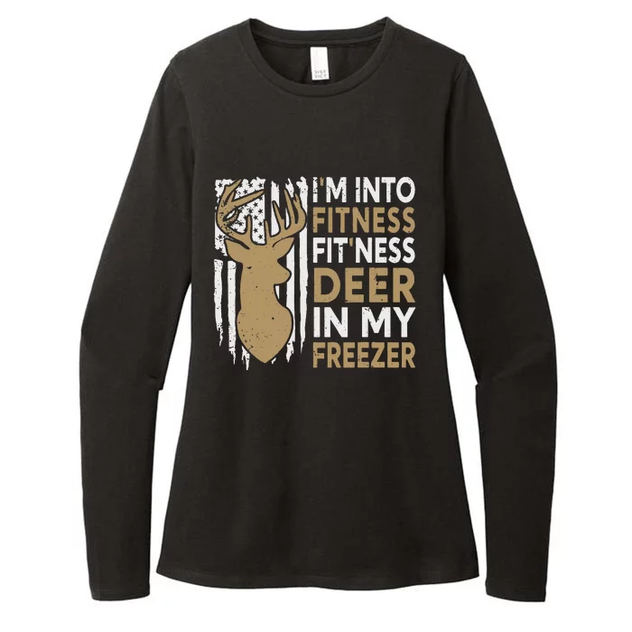 Funny I'm Into Fitness Fit'Ness Deer In My Freezer Deer Womens CVC Long Sleeve Shirt