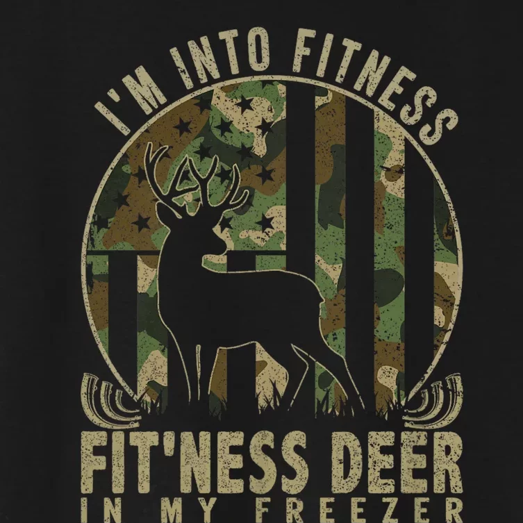 Funny IM Into Fitness FitNess Deer In My Freezer Deer Women's Crop Top Tee