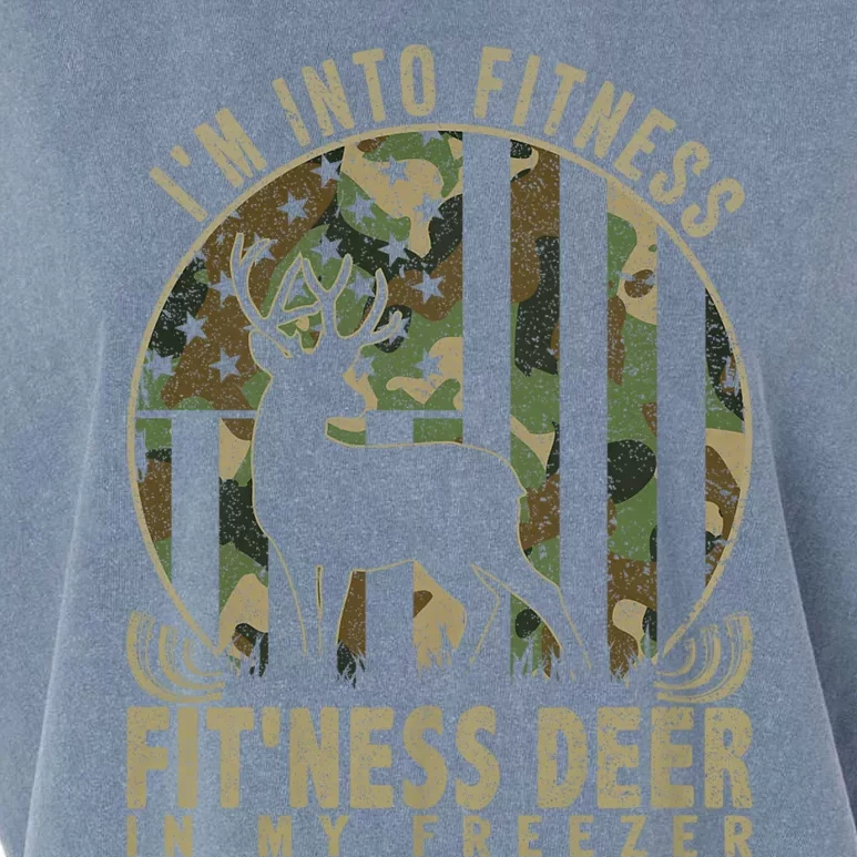 Funny IM Into Fitness FitNess Deer In My Freezer Deer Garment-Dyed Women's Muscle Tee