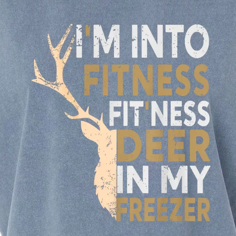 Funny IM Into Fitness FitNess Deer In My Freezer Deer Garment-Dyed Women's Muscle Tee