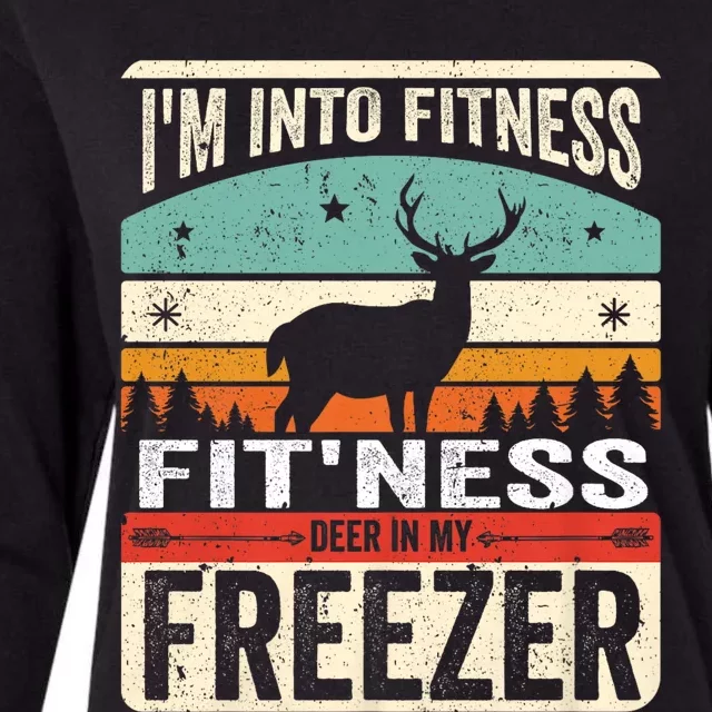 Funny IM Into Fitness FitNess Deer In My Freezer Deer Womens Cotton Relaxed Long Sleeve T-Shirt