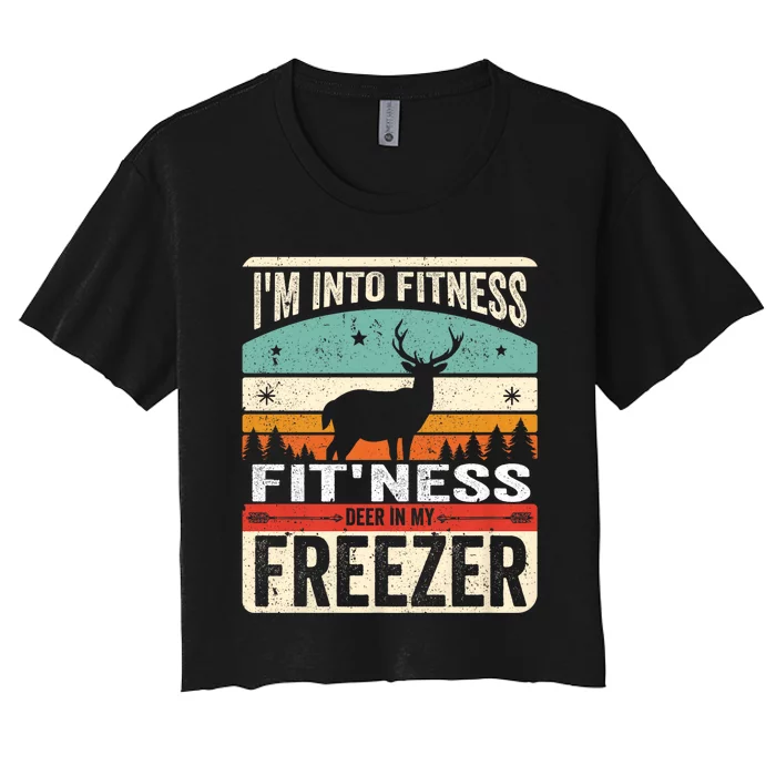 Funny IM Into Fitness FitNess Deer In My Freezer Deer Women's Crop Top Tee