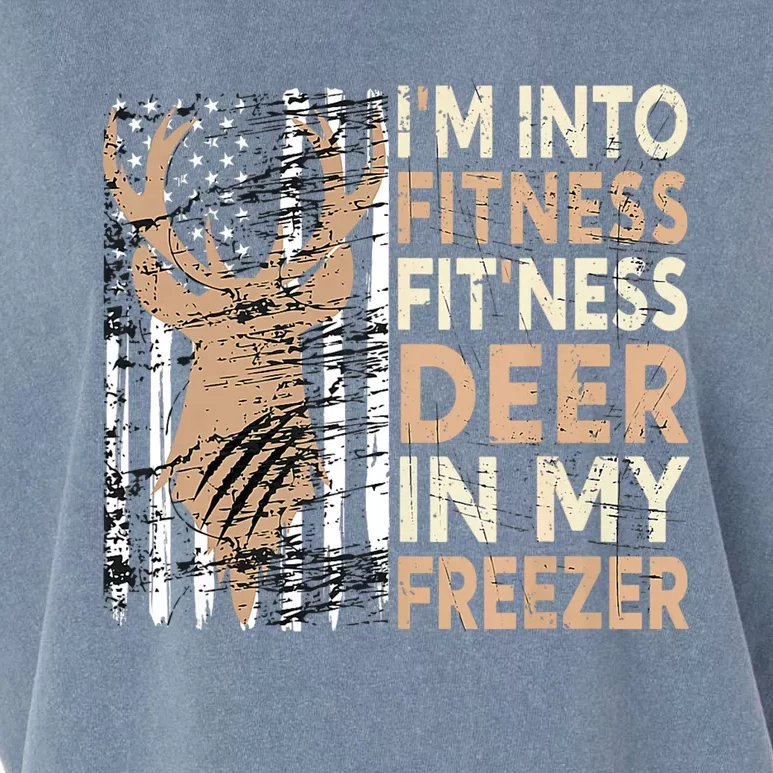 Funny IM Into Fitness FitNess Deer In My Freezer Deer Garment-Dyed Women's Muscle Tee