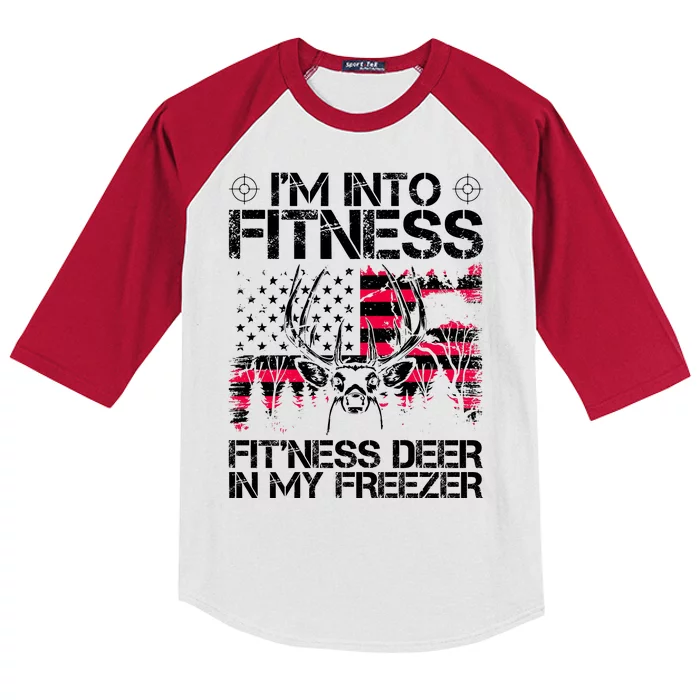 Funny I'm Into Fitness Hunting Kids Colorblock Raglan Jersey