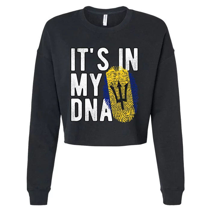 Funny it's in my DNA Barbados flag Fingerprint Cropped Pullover Crew