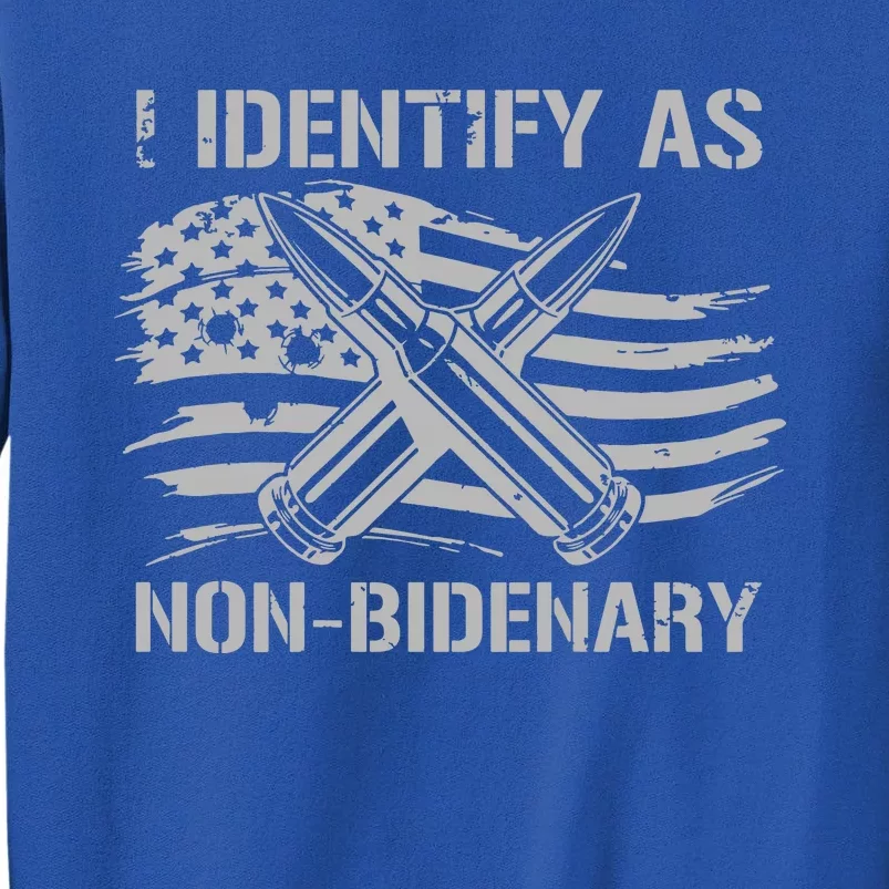 Funny I Identify As Nonbidenary American Flag On Back Sweatshirt