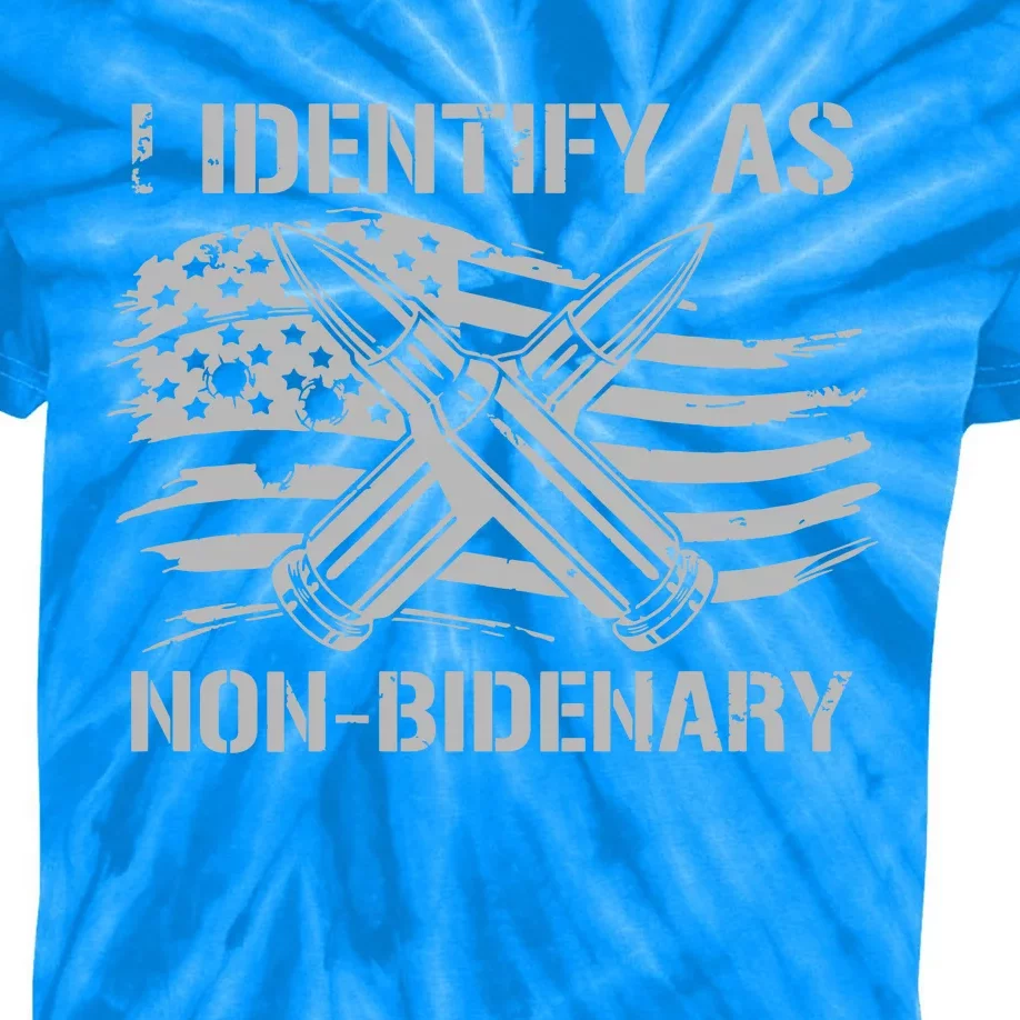 Funny I Identify As Nonbidenary American Flag On Back Kids Tie-Dye T-Shirt