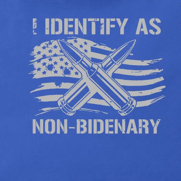 Funny I Identify As Nonbidenary American Flag On Back Zip Tote Bag