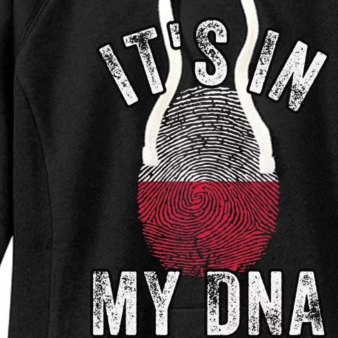 Funny ItS In My Dna Poland Flag Fingerprint Women's Fleece Hoodie